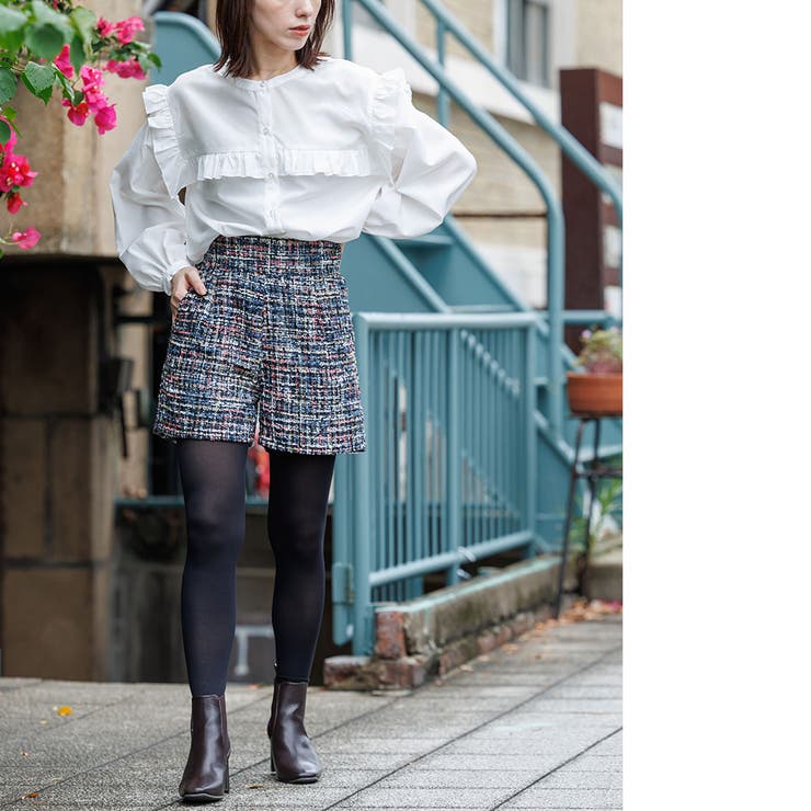 エステルブロードフリル切替ブラウス 秋 シャツ | mili an deni | 詳細画像7 