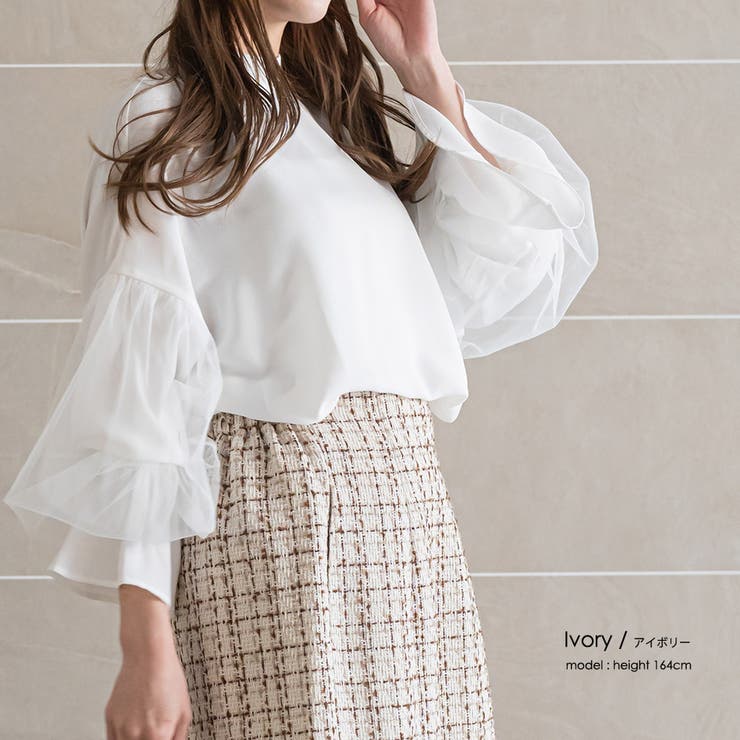 カバースリーブハイネックブラウス チュールスリーブ ハイネック | mili an deni | 詳細画像6 