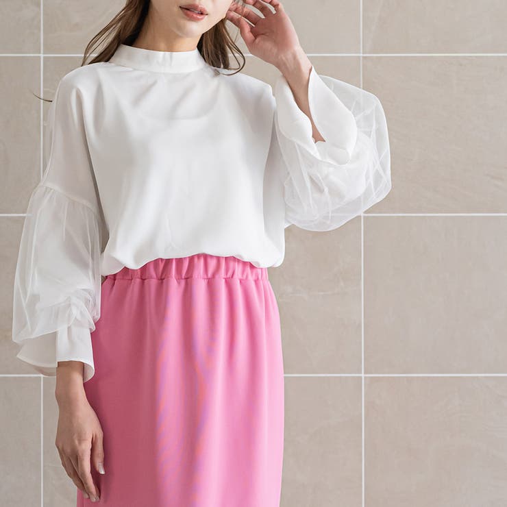 カバースリーブハイネックブラウス チュールスリーブ ハイネック | mili an deni | 詳細画像7 