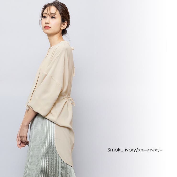アイボリー | バックリボン シャーリングシャツブラウス 長袖 | mili an deni