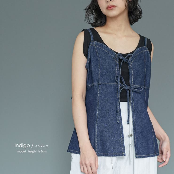 デニム リボンオープンキャミソール キャミ | mili an deni | 詳細画像13 