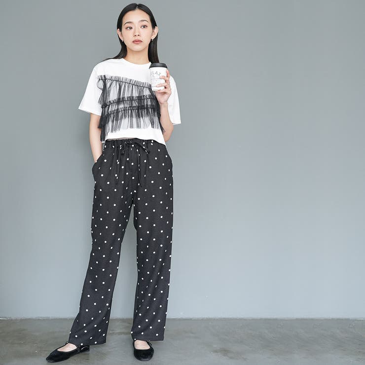 フリルチュールドッキングTシャツ クルーネック 3段フリル | mili an deni | 詳細画像12 