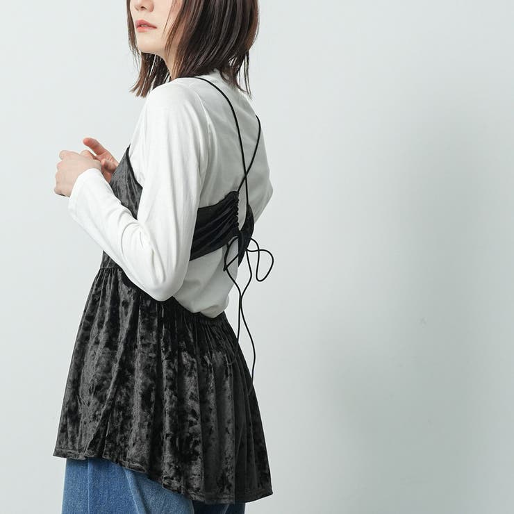 クラッシュベロアギャザーフレアキャミ キャミソール シャイニー | mili an deni | 詳細画像7 