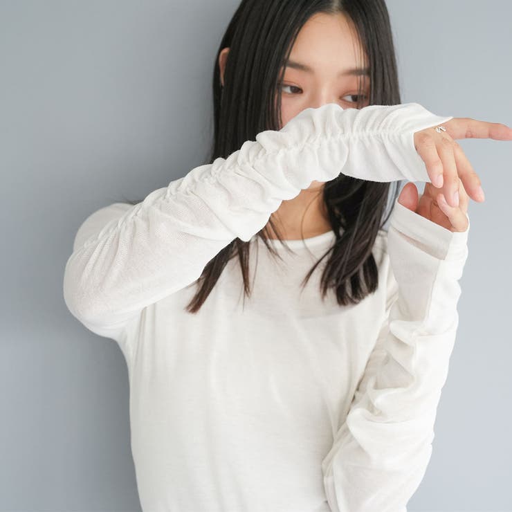 フラッフィーシアー袖シャーリングトップス クルーネック 柔らか素材 | mili an deni | 詳細画像6 
