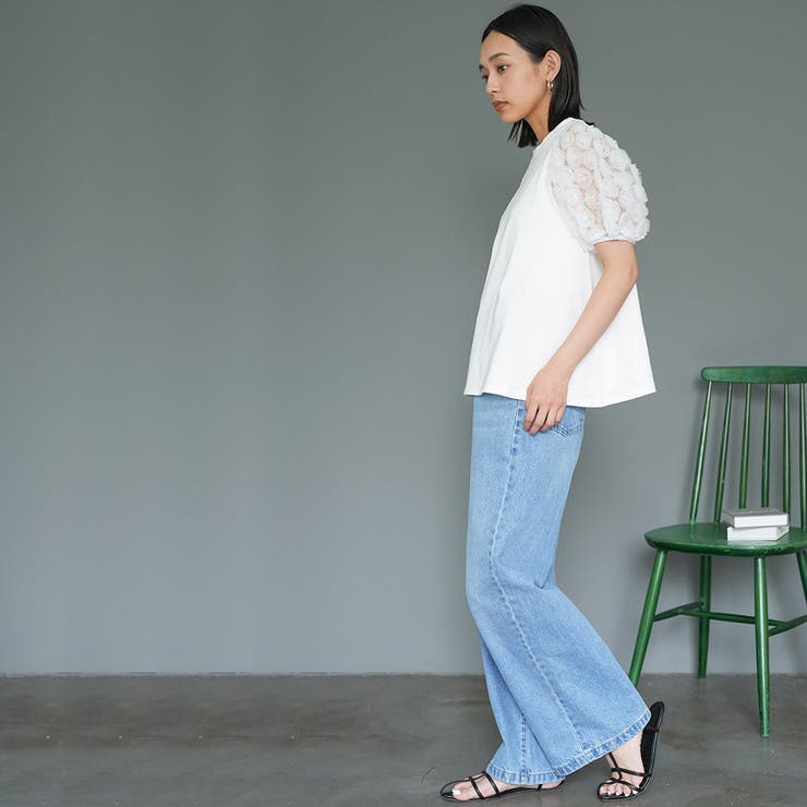 レディース Tシャツ フラワーパフスリーブTシャツ | mili an deni | 詳細画像8 