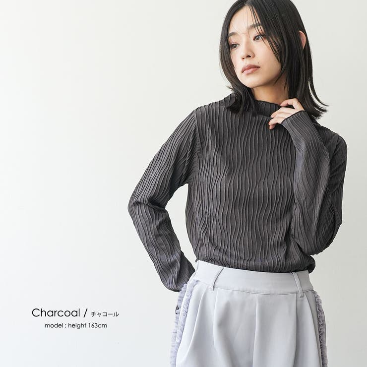 レディース トップス ウェーブジャガードプチハイロンT | mili an deni | 詳細画像11 