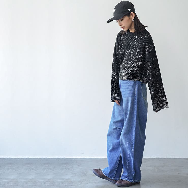 レディース セーター グラデーション箔プリントニットプルオーバー | mili an deni | 詳細画像14 