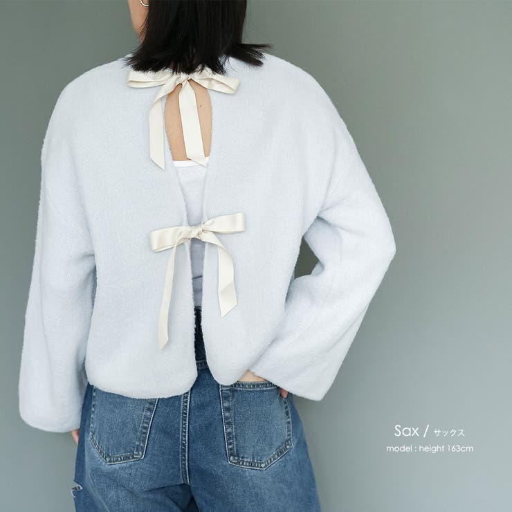 レディース バックリボンクルーネックニットプルオーバー セーター | mili an deni | 詳細画像10 