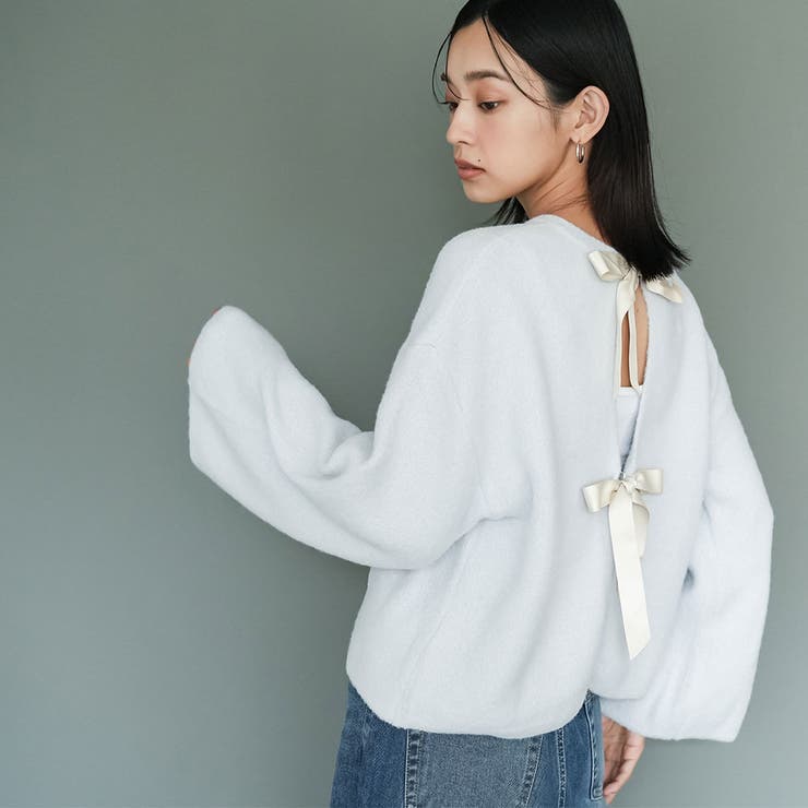 レディース バックリボンクルーネックニットプルオーバー セーター | mili an deni | 詳細画像11 
