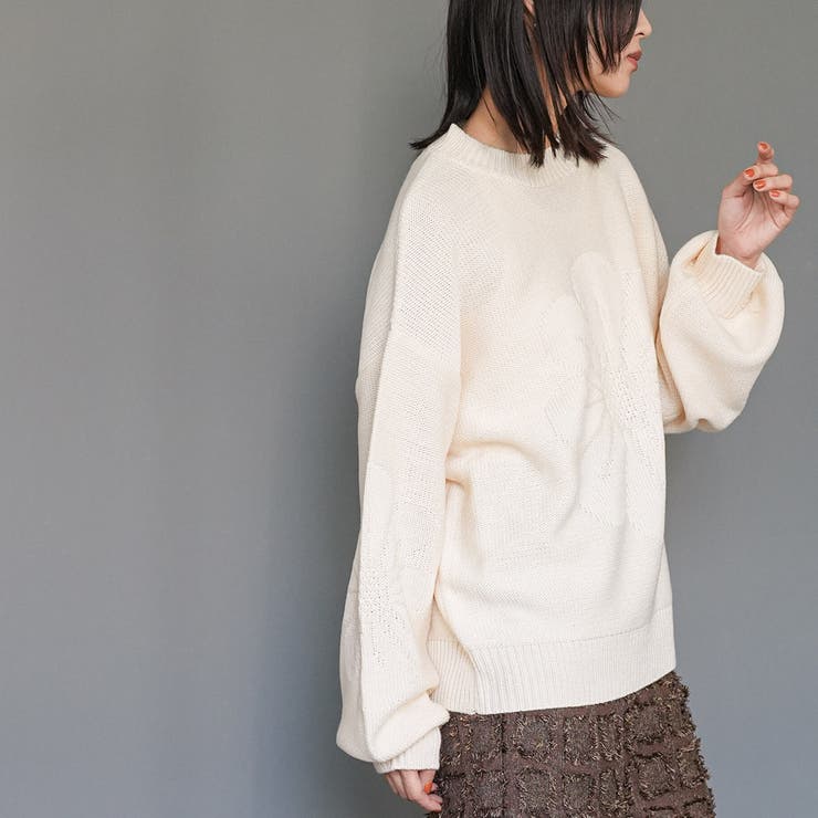 レディース 花モチーフジャガードニットプルオーバー セーター | mili an deni | 詳細画像7 