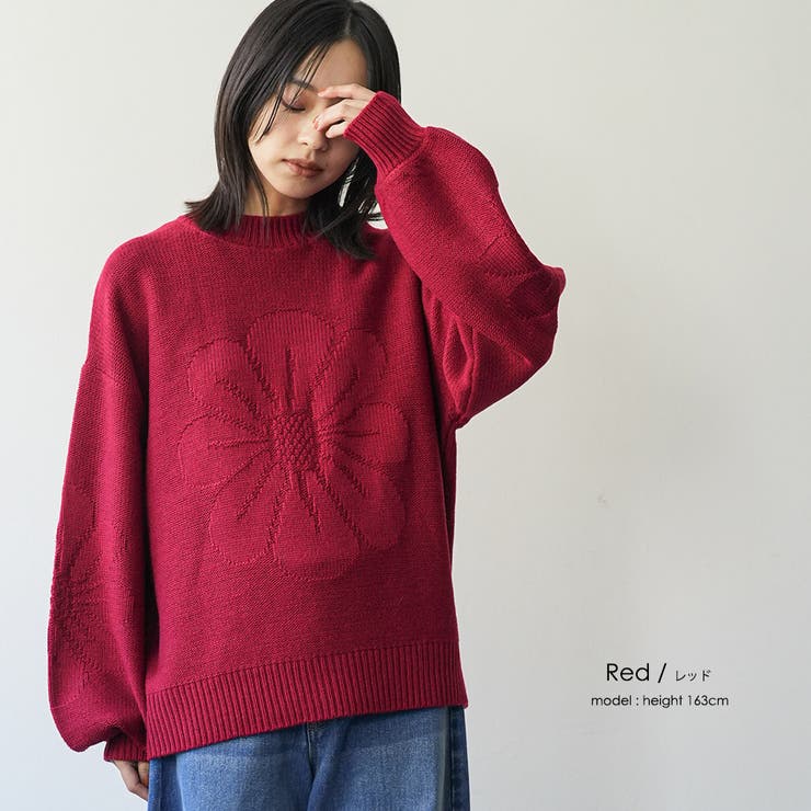 レディース 花モチーフジャガードニットプルオーバー セーター | mili an deni | 詳細画像14 