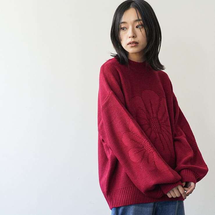 レディース 花モチーフジャガードニットプルオーバー セーター | mili an deni | 詳細画像15 