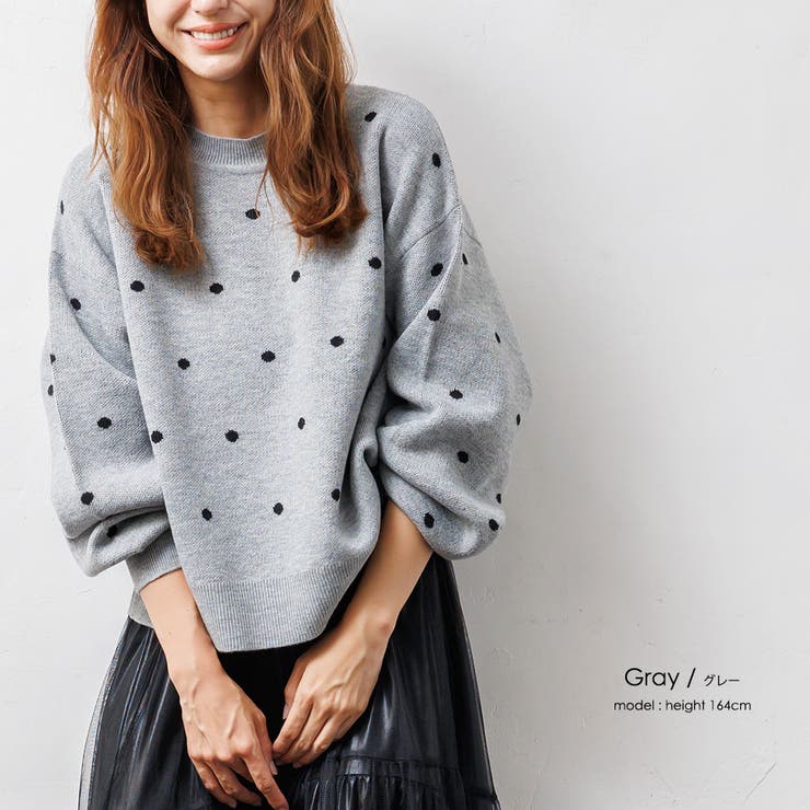 レディース セーター ドット柄ジャガードニットプルオーバー | mili an deni | 詳細画像9 