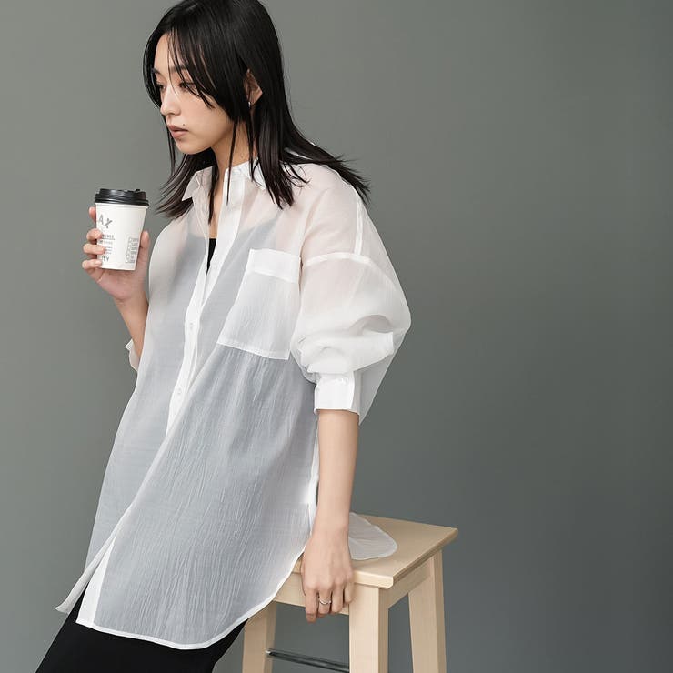 ソフトオーガンクレープオーバーシアーシャツ プルオーバー シアー | mili an deni | 詳細画像8 