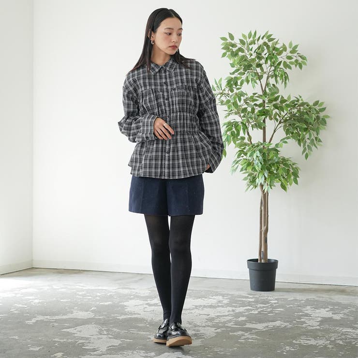 シャーリングチェックシャツ クルーネック チェックシャツ | mili an deni | 詳細画像9 