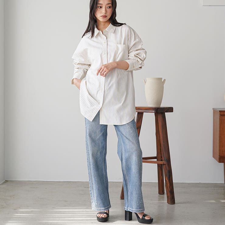 ストライプオーバーシャツ レディース シャツ | mili an deni | 詳細画像13 