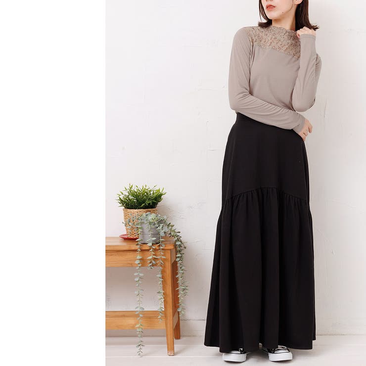 レース切替ハイネックトップス カットソー 長袖 | mili an deni | 詳細画像9 