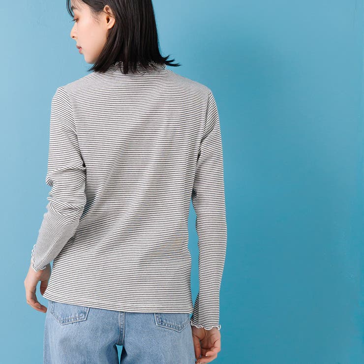 襟シャーリングメロートップス ロンＴ ハイネック | mili an deni | 詳細画像19 