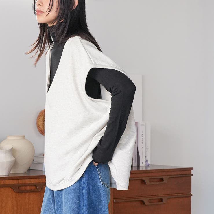 T C 裏毛Vネックベスト | mili an deni | 詳細画像7 