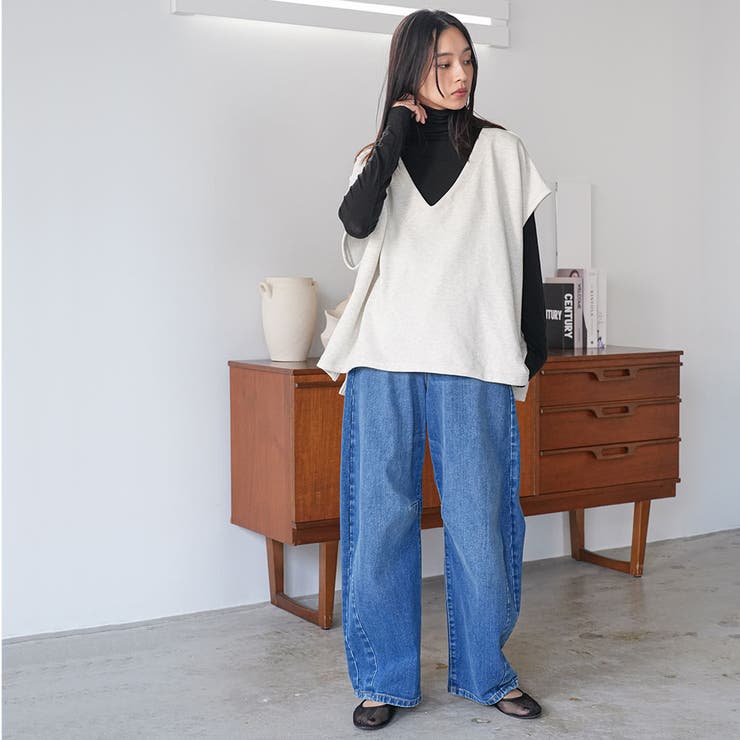 T C 裏毛Vネックベスト | mili an deni | 詳細画像8 