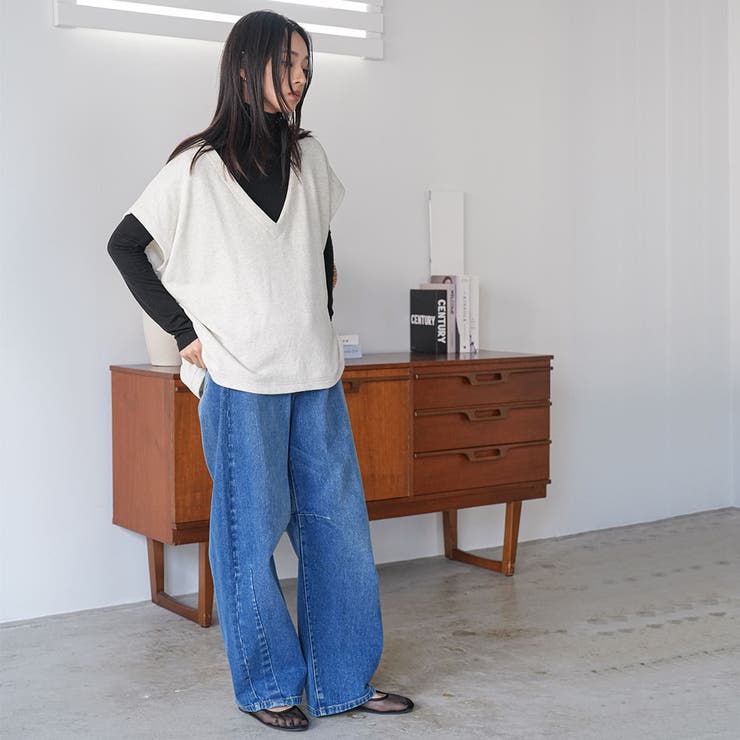 T C 裏毛Vネックベスト | mili an deni | 詳細画像9 