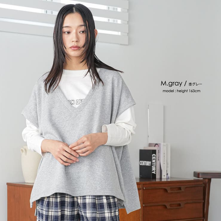 T C 裏毛Vネックベスト | mili an deni | 詳細画像10 