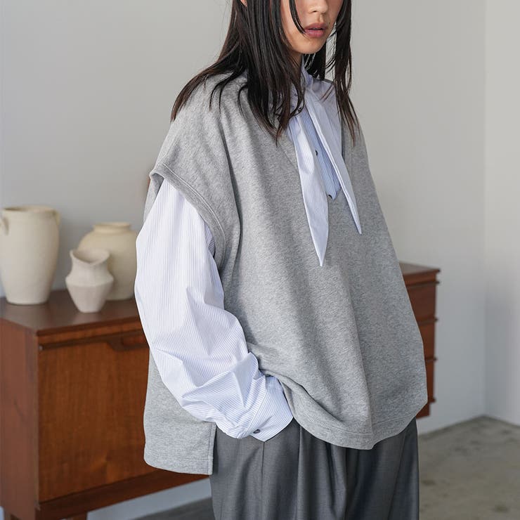 T C 裏毛Vネックベスト | mili an deni | 詳細画像11 