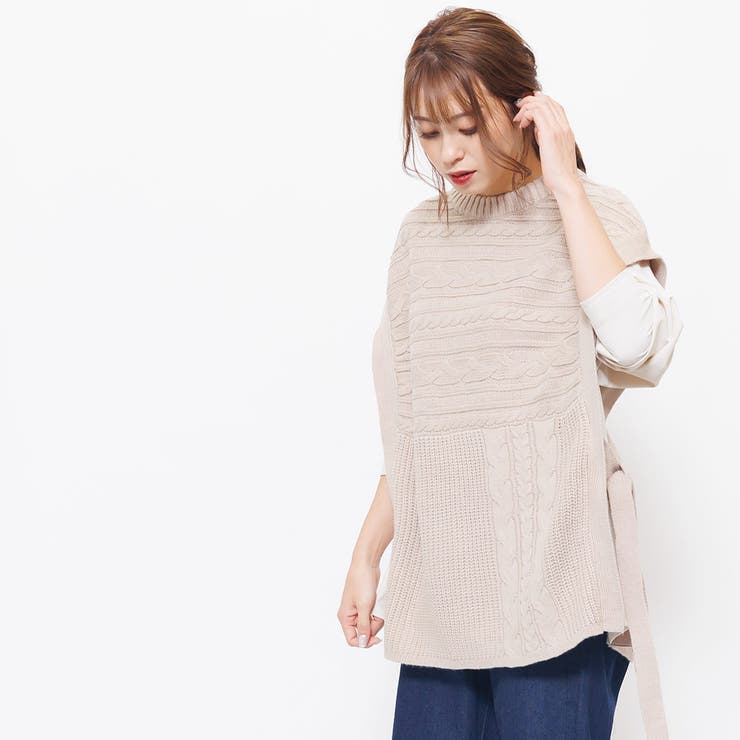 レイヤード風プルオーバー ニットアンサンブル ケーブルニットベスト | mili an deni | 詳細画像10 