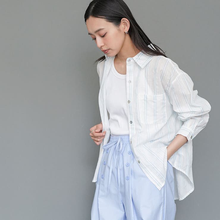 カラーストライプシャツ ブラウス コットン | mili an deni | 詳細画像17 