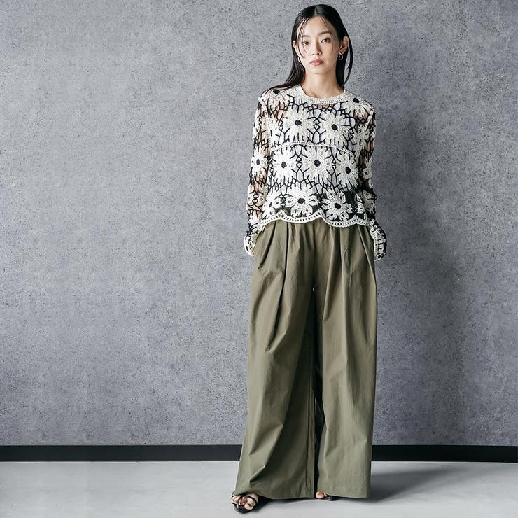 クロシェ花柄プルオーバートップス かぎ針 クルーネック | mili an deni | 詳細画像10 
