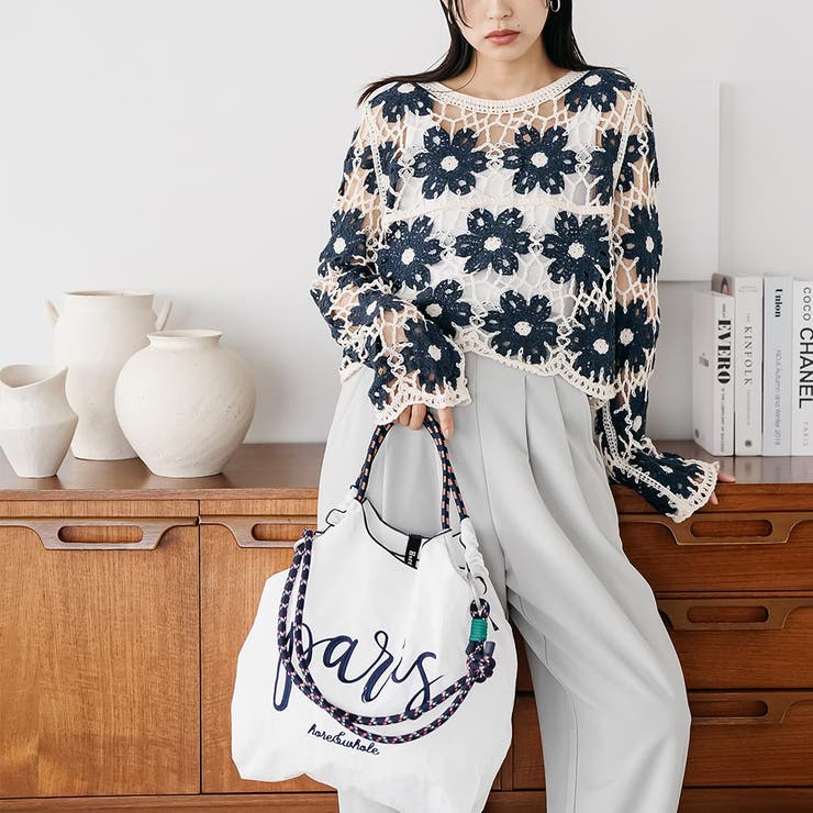 クロシェ花柄プルオーバートップス かぎ針 クルーネック | mili an deni | 詳細画像17 
