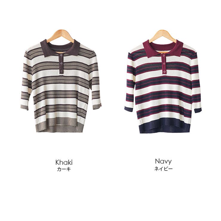 6分袖ラガーニットプルオーバー トップス 配色襟 | mili an deni | 詳細画像16 