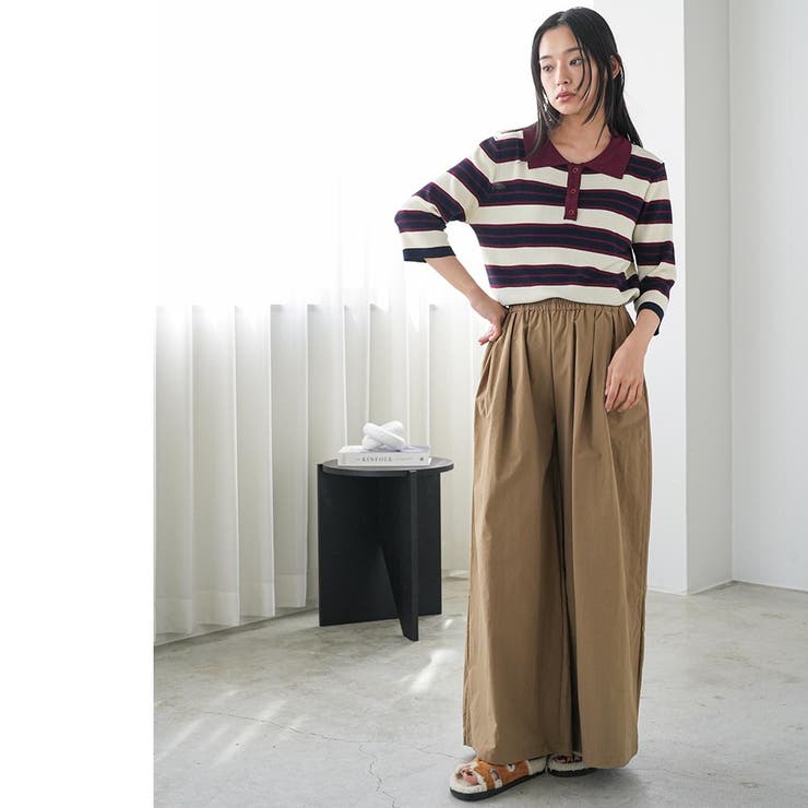 6分袖ラガーニットプルオーバー トップス 配色襟 | mili an deni | 詳細画像9 