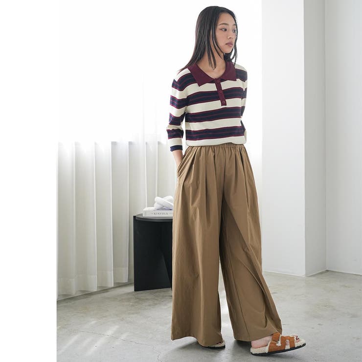 6分袖ラガーニットプルオーバー トップス 配色襟 | mili an deni | 詳細画像10 