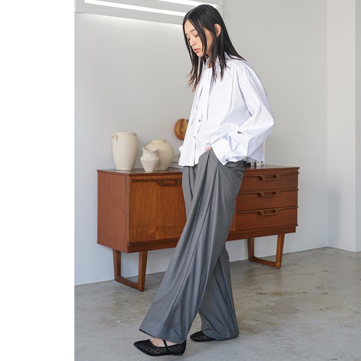 タイ付きストライプギャザーブラウス コットン ボウタイ付き | mili an deni | 詳細画像11 