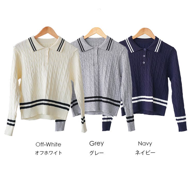 ポロケーブルニットプルオーバー トップス ポロ襟 | mili an deni | 詳細画像20 