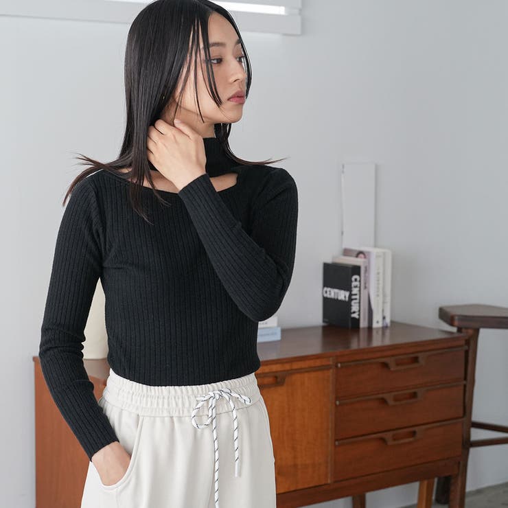 ボトルネックリブニットプルオーバー トップス ニット素材 | mili an deni | 詳細画像18 