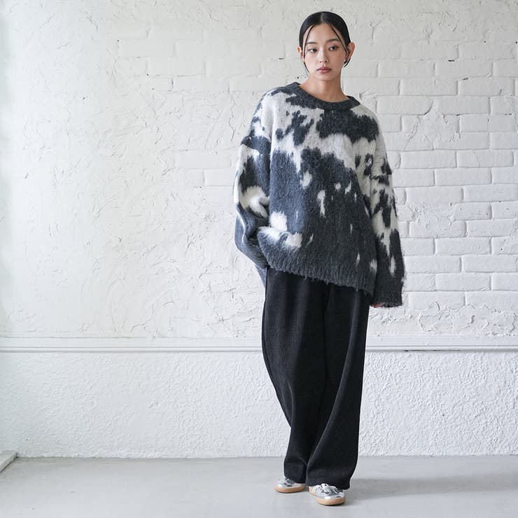 カウ柄シャギーニットプルオーバー トップス 厚手 | mili an deni | 詳細画像17 