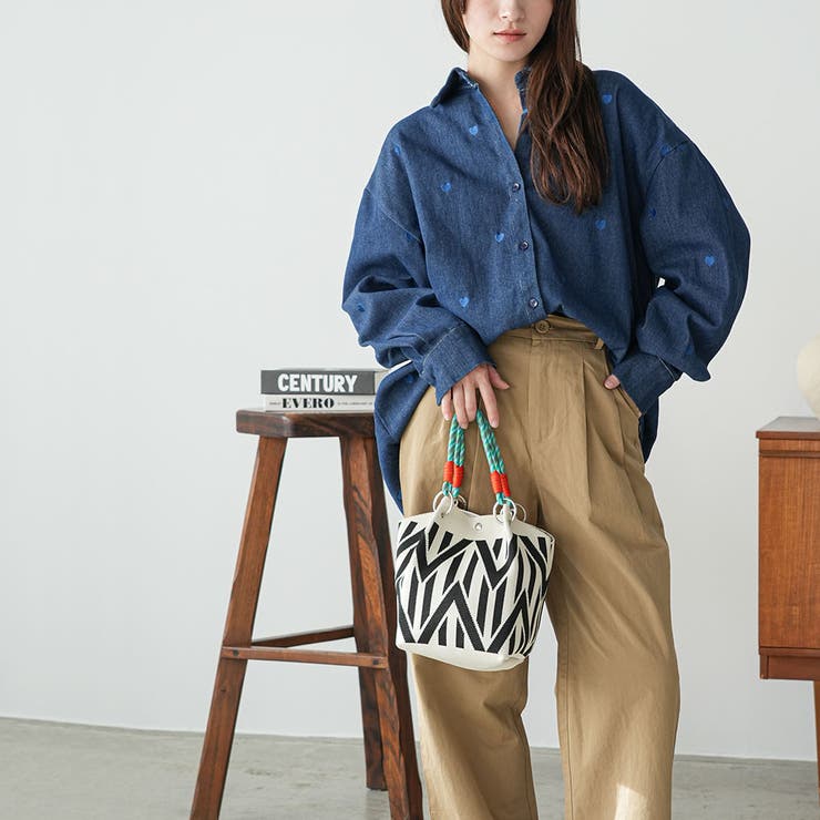 オーバーサイズハート刺繍デニムシャツ ハート刺繍 デニムシャツ | mili an deni | 詳細画像16 