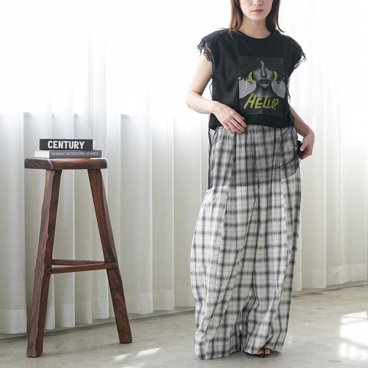 チュールレイヤードプリントTシャツ レディース シアートップス | mili an deni | 詳細画像13 