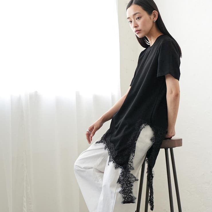 裾レース スリット Tシャツ | mili an deni | 詳細画像6 
