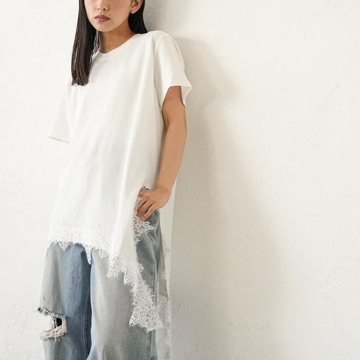 裾レース スリット Tシャツ | mili an deni | 詳細画像12 