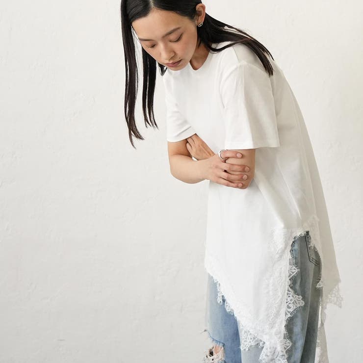 裾レース スリット Tシャツ | mili an deni | 詳細画像13 