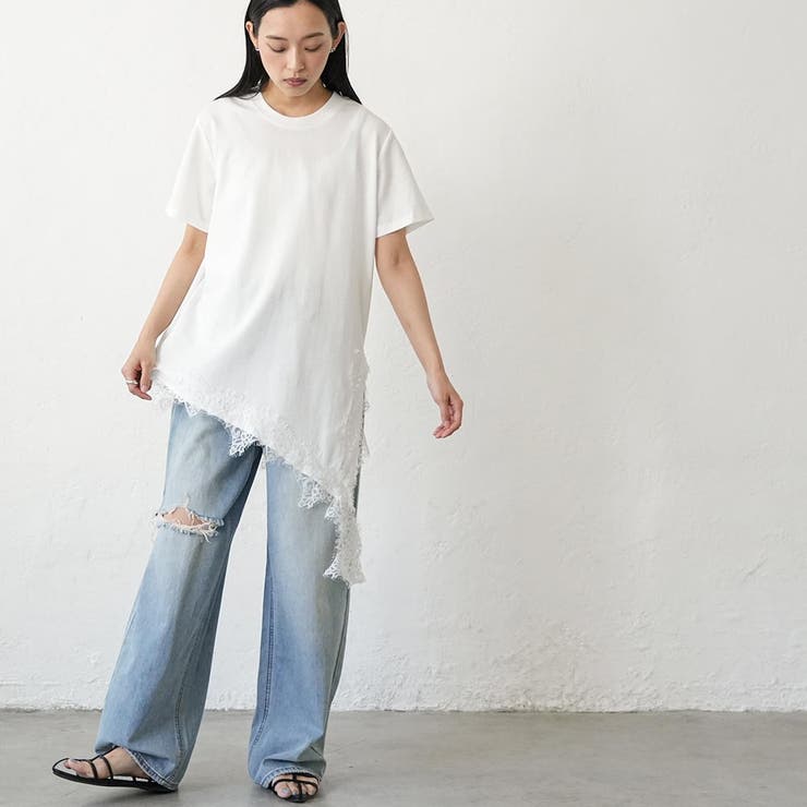 裾レース スリット Tシャツ | mili an deni | 詳細画像16 