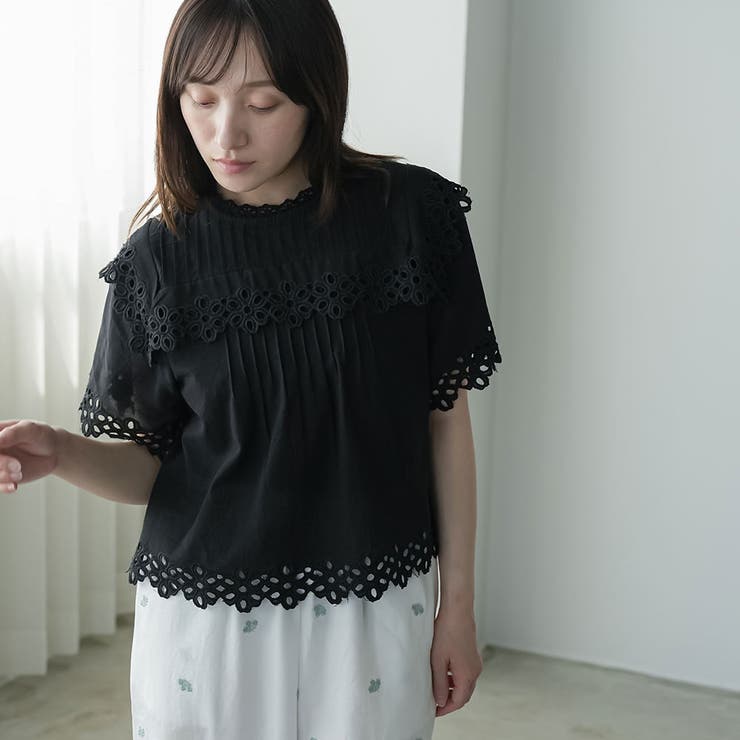 フロントタック スカラップレースブラウス レディース | mili an deni | 詳細画像7 