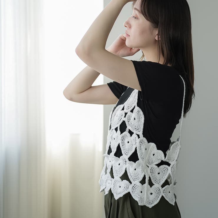 ハートクロシェキャミTシャツセット レディース かぎ針編み | mili an deni | 詳細画像7 