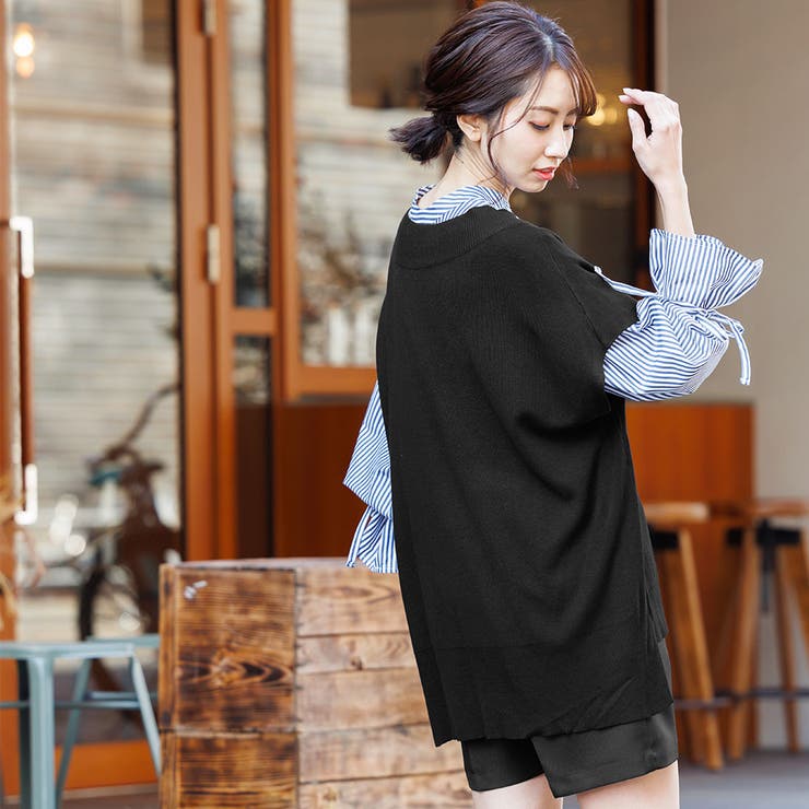 Vネックビッグニットベスト ノースリーブ 黒[品番：MADW0003989]｜mili an  deni（ミリアンデニ）のレディースファッション通販｜SHOPLIST（ショップリスト）