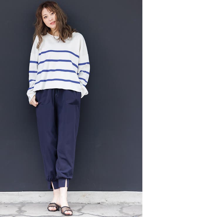 ボーダーニットプルオーバー ドロップショルダー ボートネック | mili an deni | 詳細画像12 