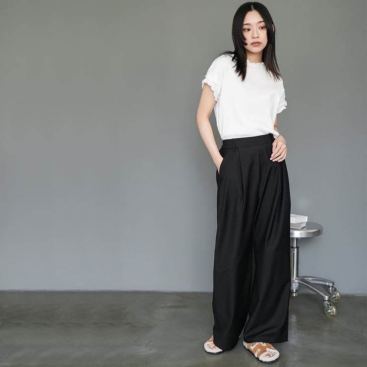 リブメローTシャツ ダブルフリルスリーブ フリルネック | mili an deni | 詳細画像9 