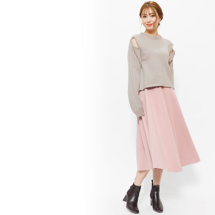 オープンショルダーニットプルオーバー ドロップショルダー クルーネック | mili an deni | 詳細画像10 